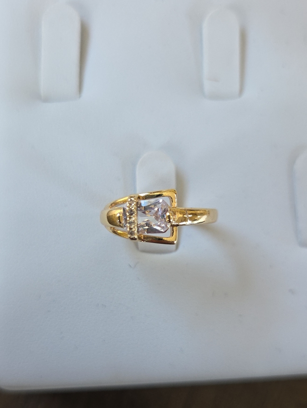 Gold Ring with Clear Square Stone - Women Jewelry
